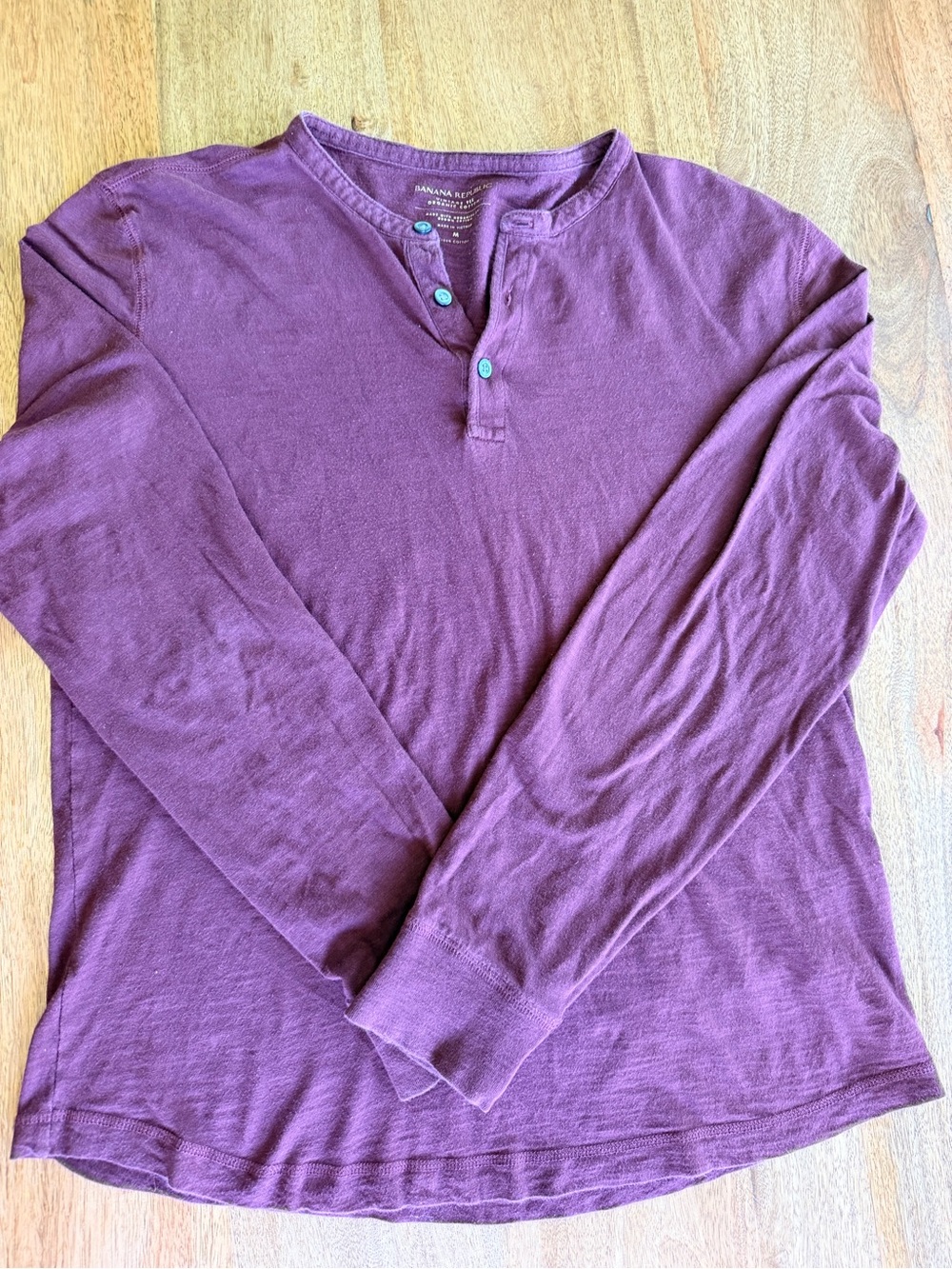 Banana Republic Organic Cotton Long-Sleeve Henley - Plum